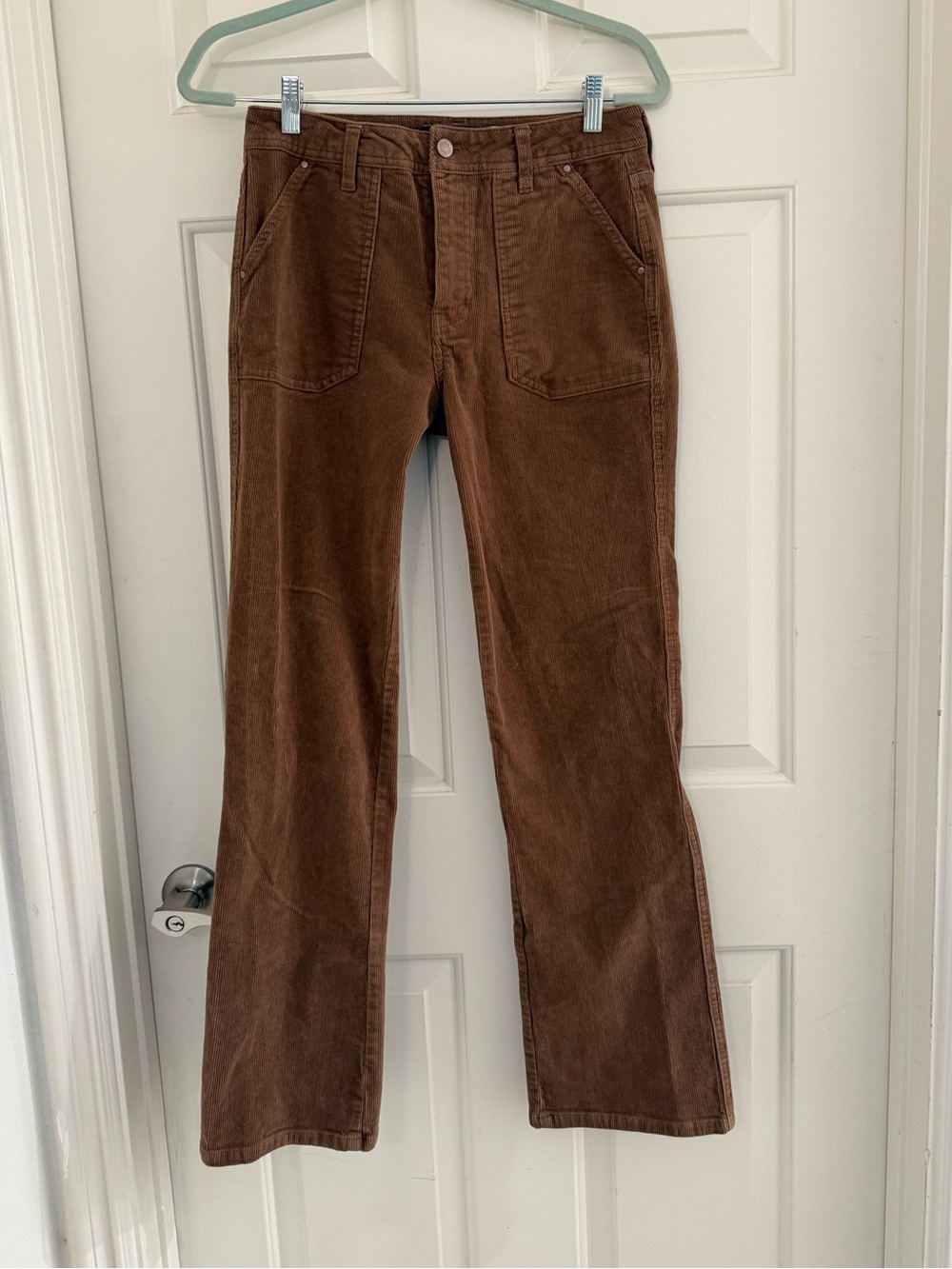 Indigo Rising Fall Corduroy Pants Brown Mom Straight Leg Mid Rise patch pocket